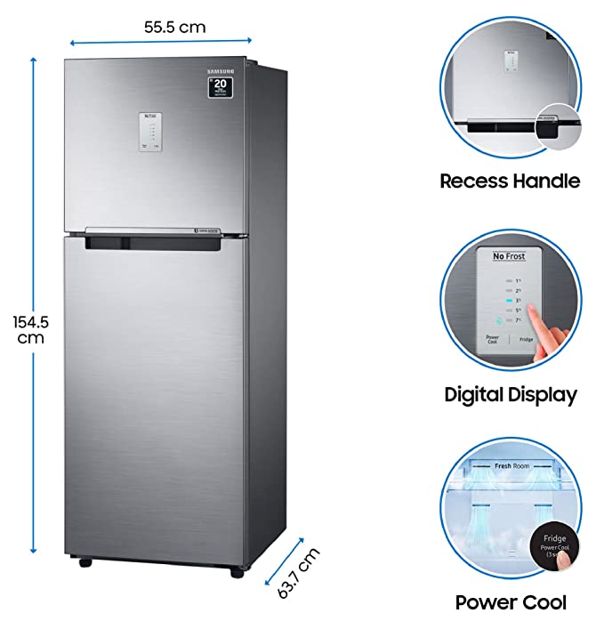 Samsung 253 L 3 Star with Inverter Double Door Refrigerator (RT28A3453S8/HL, Elegant Inox)- 2022 Model Samsung 253 L 3 Star with Inverter Double Door Refrigerator (RT28A3453S8/HL, Elegant Inox)- 2022 Model